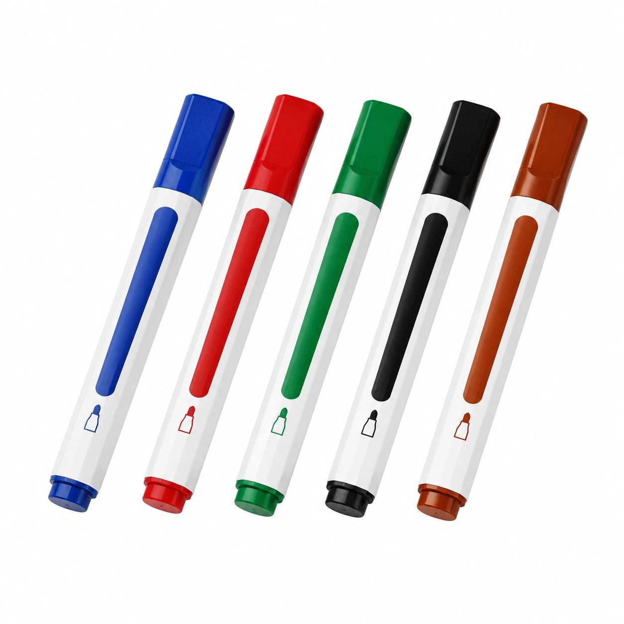 Whiteboard-Marker Set, 5 Farben: Blau, Rot, Grün, Schwarz, Braun