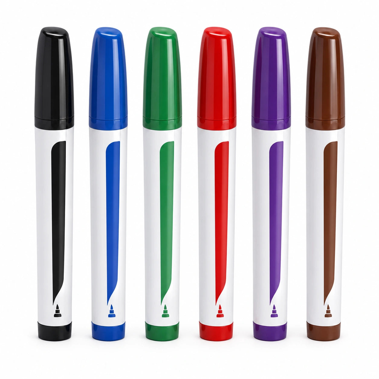 Whiteboard-Marker Set, 6 Farben: Schwarz, Blau, Grün, Rot, Lila, Braun