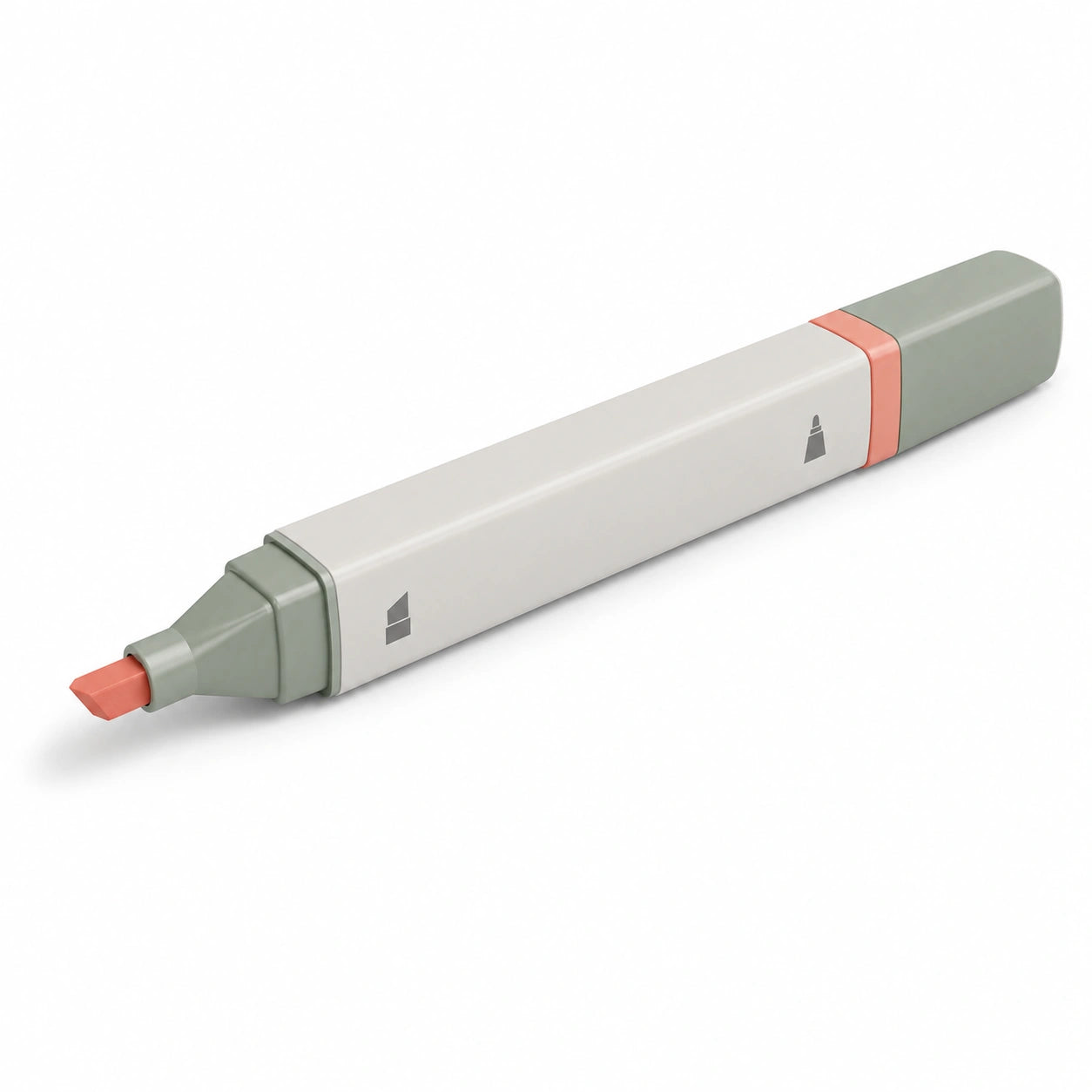 Rechteckiger Textmarker in Pastellgrün und Rosa