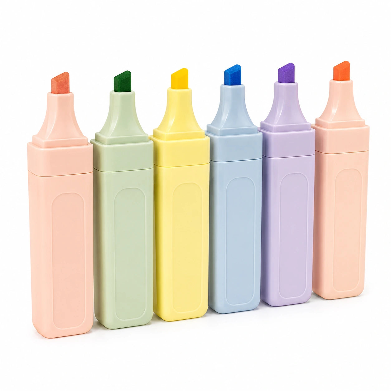 Pastell Textmarker Set, 6 Farben, Keilspitze, 2 mm