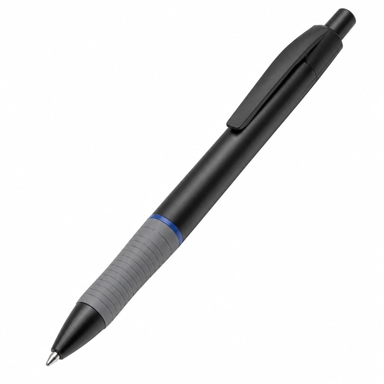 Ergonomischer Kugelschreiber Schwarz mit Blauem Akzent