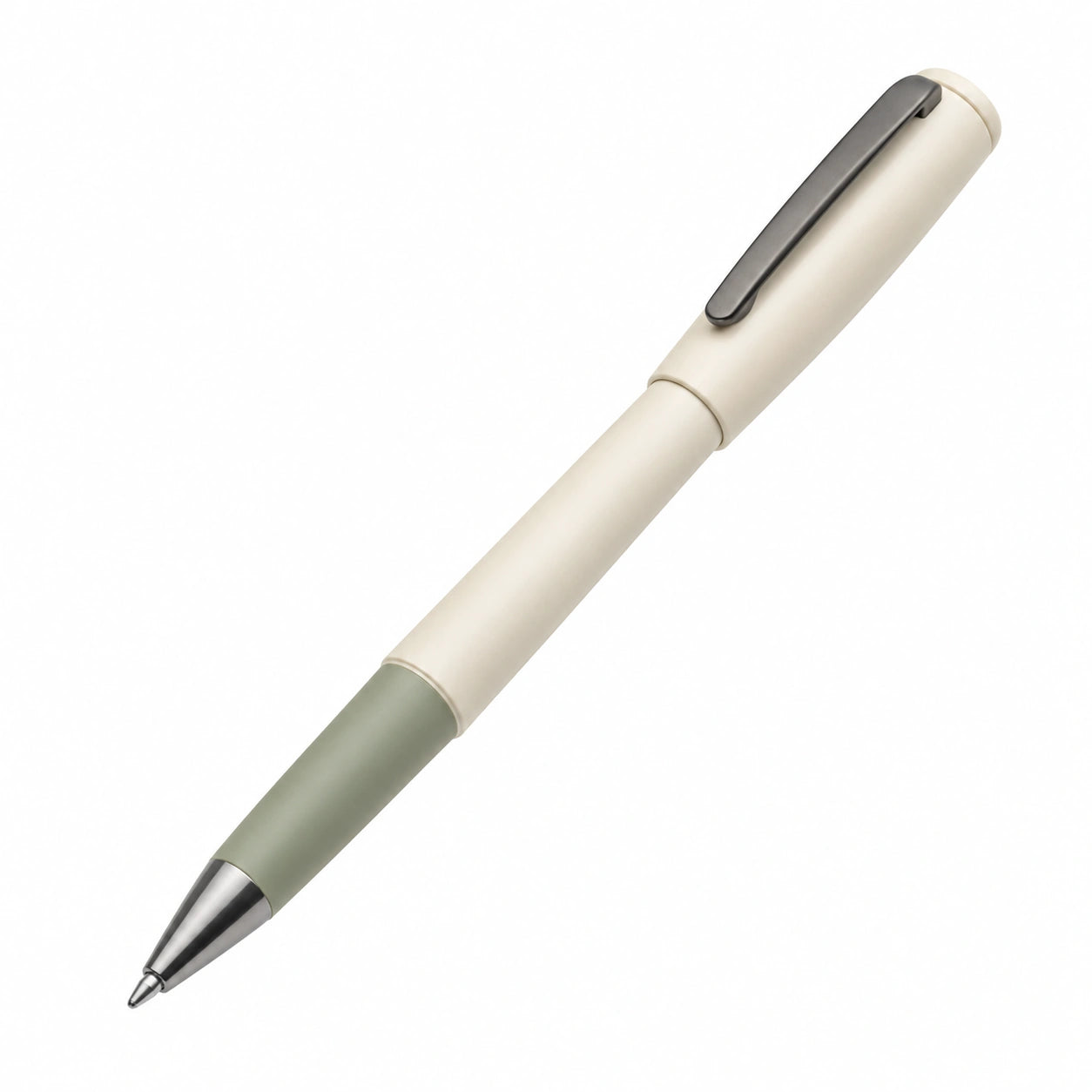 Kugelschreiber Beige/Grün mit Metallspitze